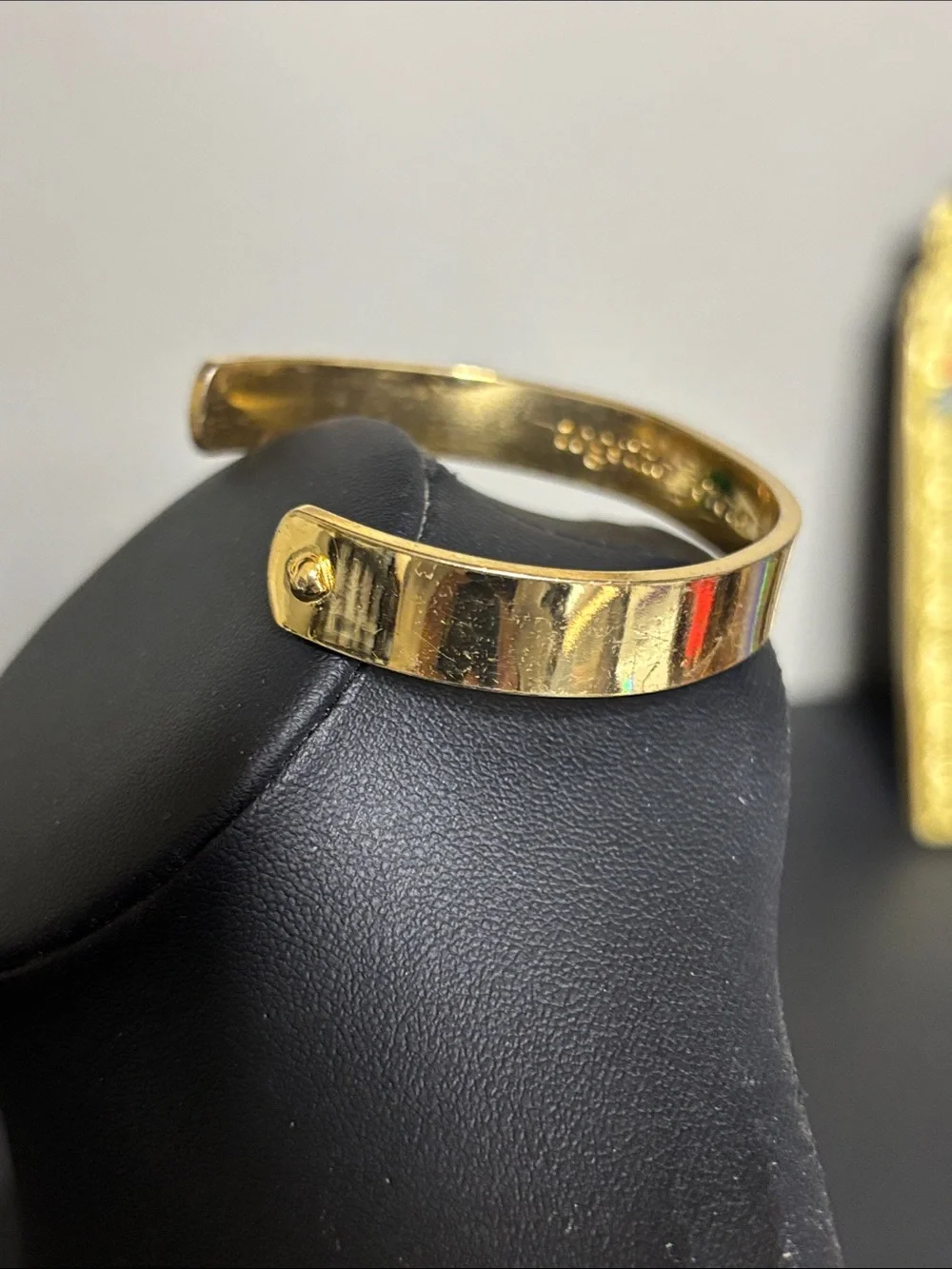 Kate Spade Gold Tone Open Cuff Bracelet Inspirational Engraving
